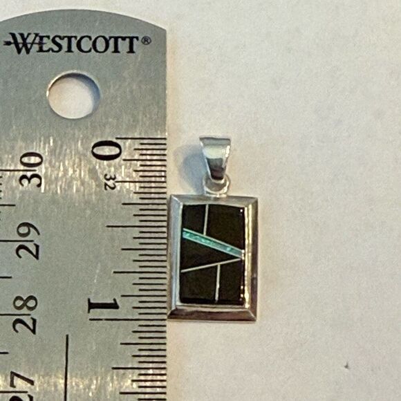 Navajo Handmade Multi Stone Pendant Necklace Onyx Opal Silver New - Picture 4 of 5